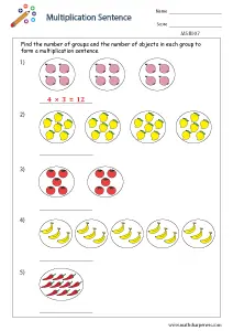 Multiplication Using Pictures Worksheets