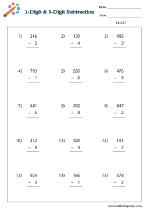 Vertical Subtraction Worksheets