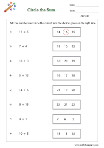 Addition Activity Worksheets