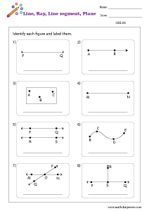 Lines, Rays, Line segment Worksheets