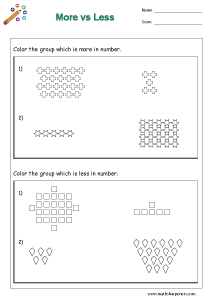 More and Less Worksheets