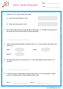 Ratio Worksheets