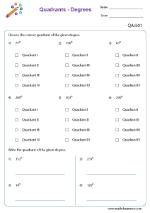 Quadrants Worksheets