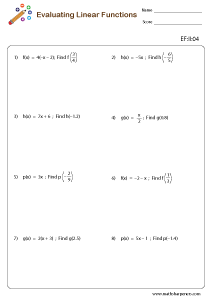 Evaluating Functions Worksheets