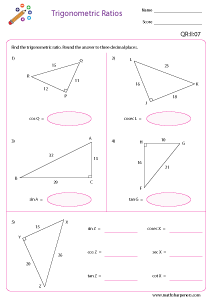 Trigonometric Ratio Worksheets