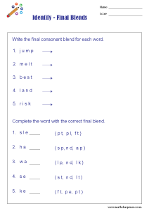 Consonant Blends Worksheets