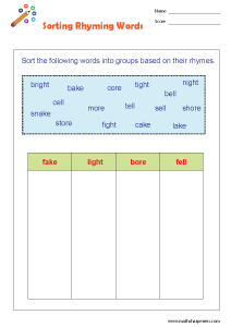 Rhyming Words Worksheets