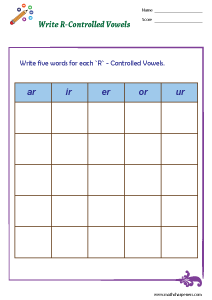 R Controlled Vowels