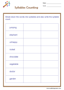 Syllables Worksheets