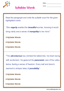 Syllables Worksheets