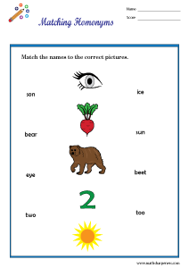 Homonyms Worksheets