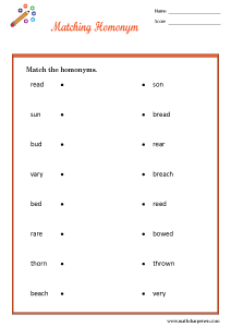 Homonyms Worksheets