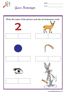 Homonyms Worksheets