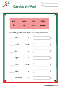 Prefix and Suffix Worksheets