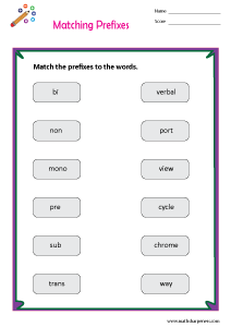 Prefix and Suffix Worksheets