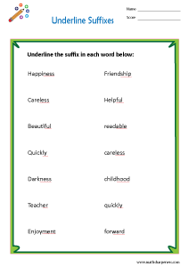 Prefix and Suffix Worksheets