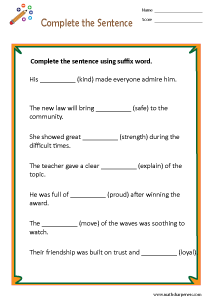 Prefix and Suffix Worksheets