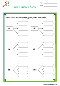 Prefix and Suffix Worksheets