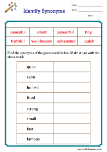 Synonyms and Antonyms Worksheets