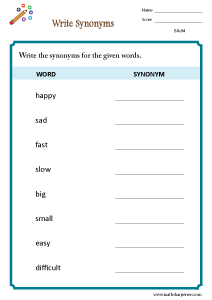 Synonyms and Antonyms Worksheets