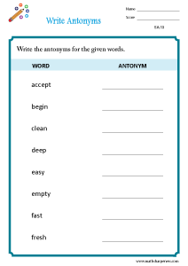 Synonyms and Antonyms Worksheets