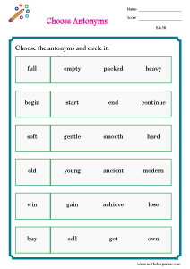 Synonyms and Antonyms Worksheets