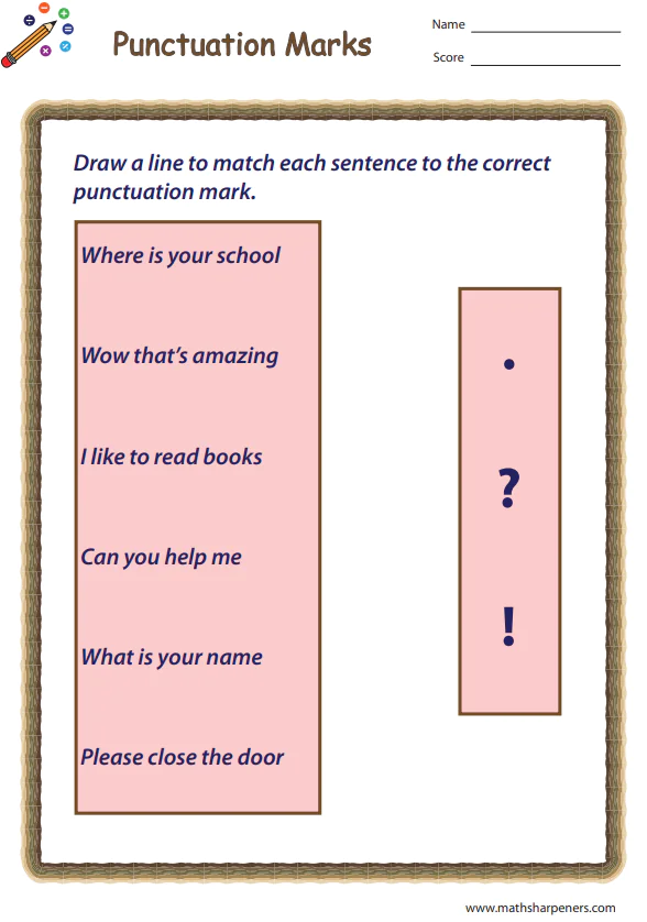 Punctuation Worksheets