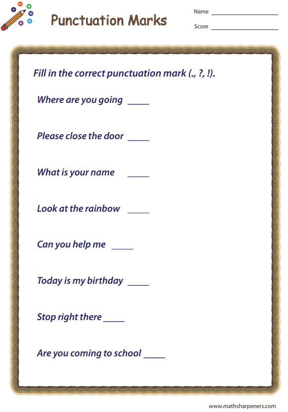 Punctuation Worksheets
