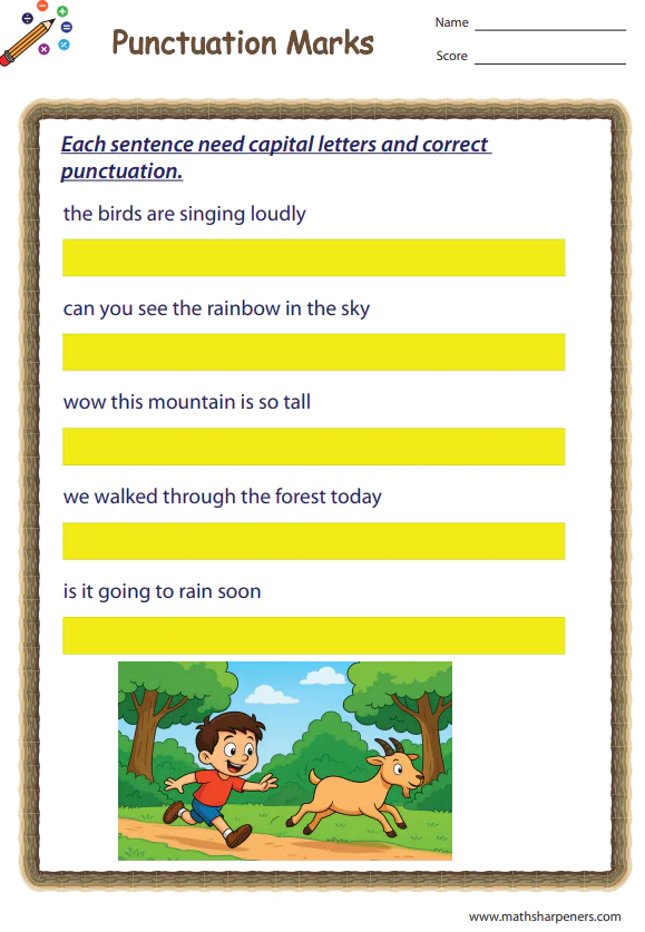 Punctuation Worksheets