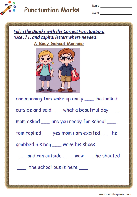 Punctuation Worksheets