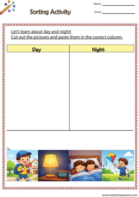 Day and Night Worksheets