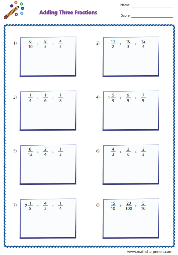 Adding Fractions Worksheets