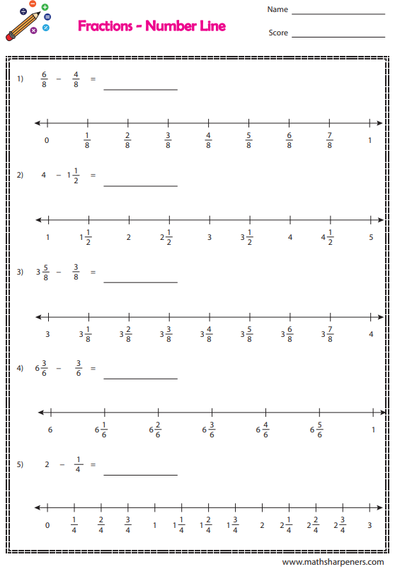 Fraction Subtraction Worksheets