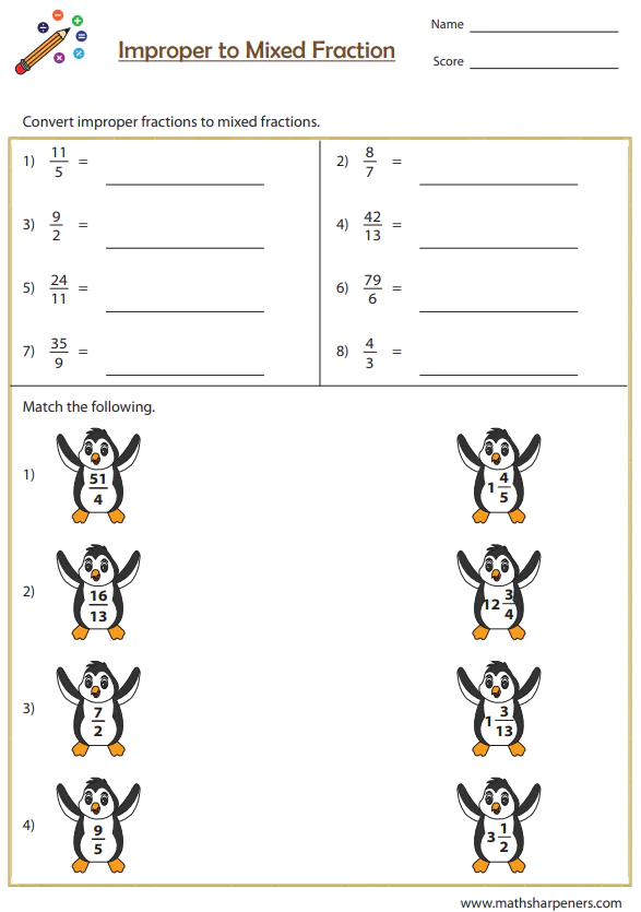 Types of Fractions Worksheets