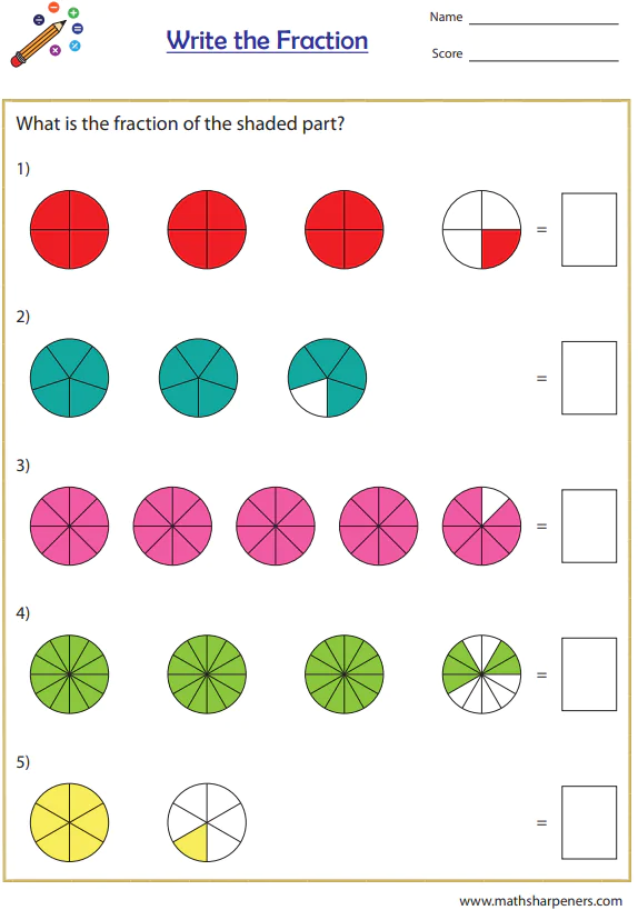 Types of Fractions Worksheets