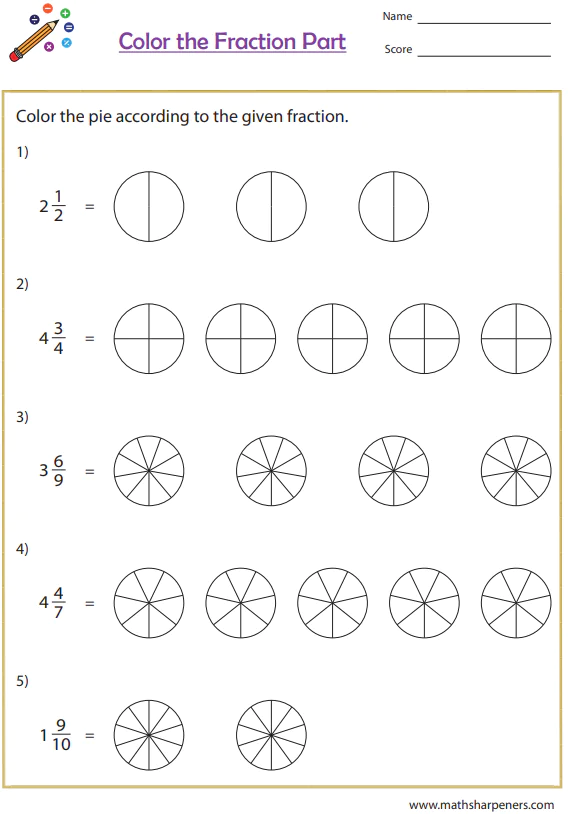 Types of Fractions Worksheets
