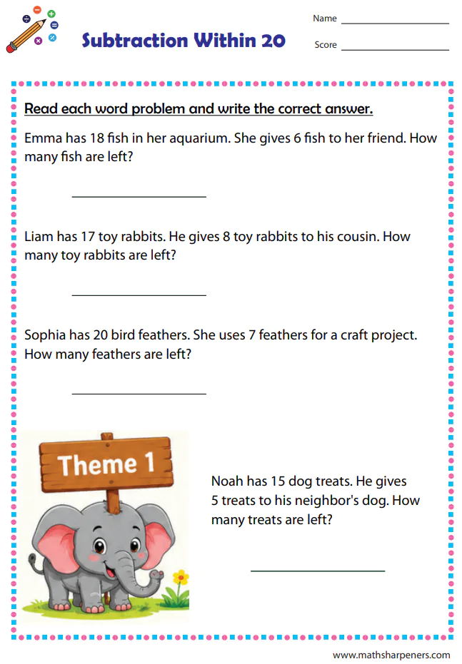 Subtraction Word Problems