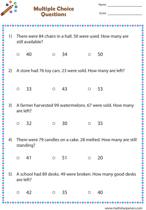 Subtraction Word Problems