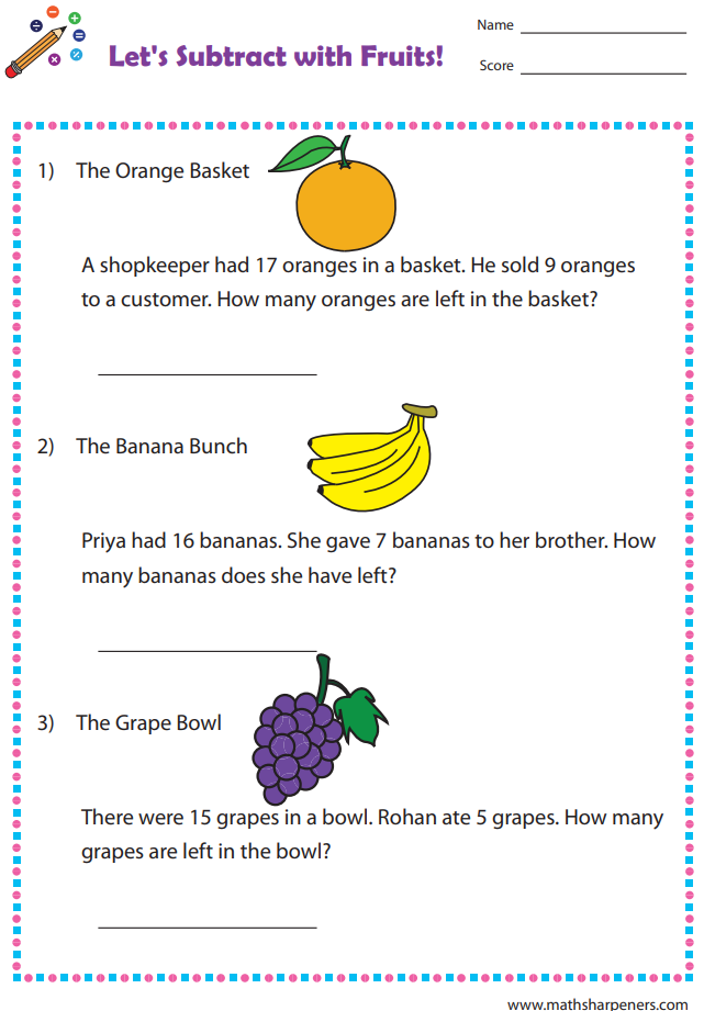 Subtraction Word Problems