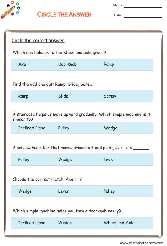 Simple Machines Worksheets