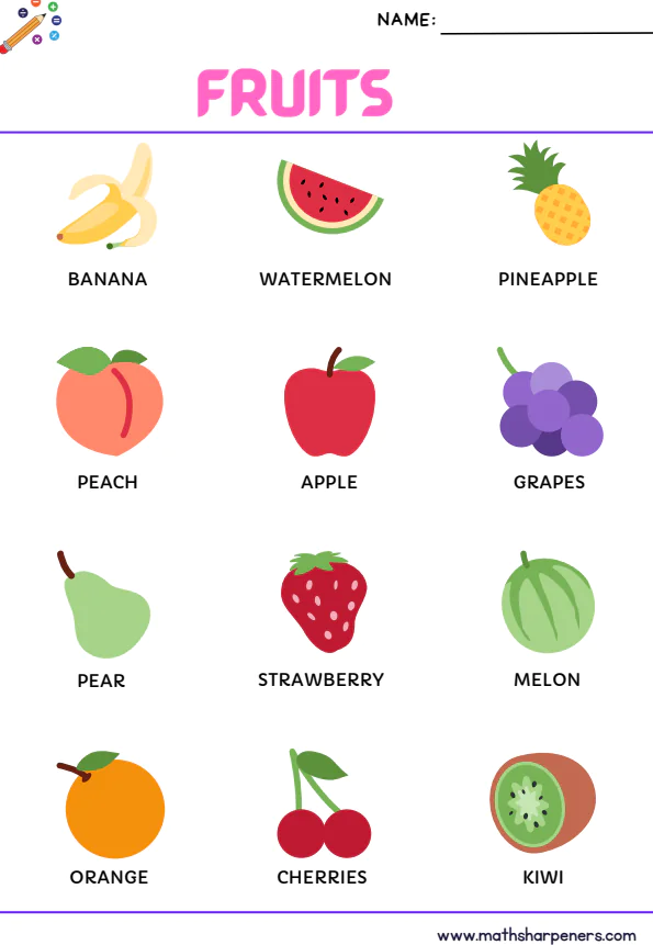 Healthy Foods Worksheets