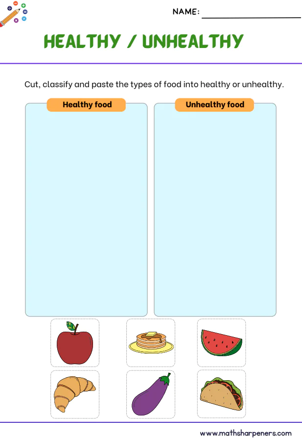 Healthy Foods Worksheets