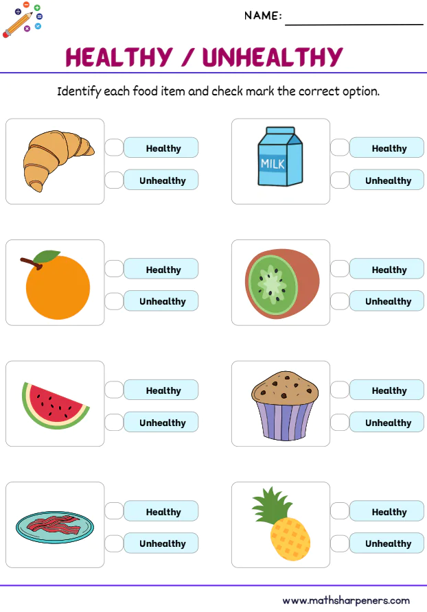 Healthy Foods Worksheets