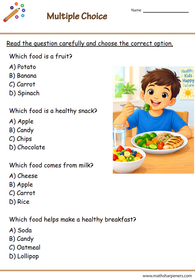 Healthy Foods Worksheets
